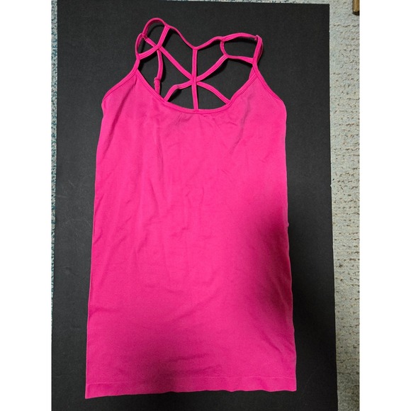 Zenana Outfitters L/XL lattice strap, Bright pink, laying top, nylon-spandax - Picture 1 of 6